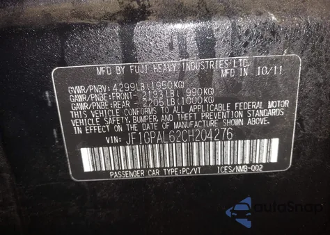 2012 Subaru Impreza 2.0I Sport Premium из США, поврежденный, VIN JF1GPAL62CH204276